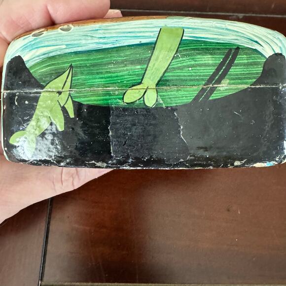 VTG Noah’s Ark Hand-painted Trinket Keepsake Box Made in India Baby Gift - Picture 3 of 11